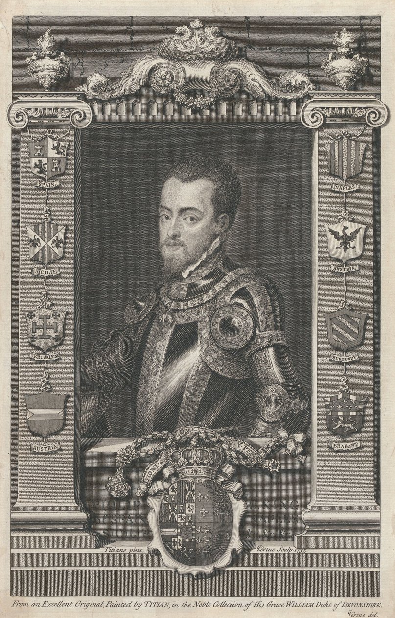 Filippo II, re di Spagna da George Vertue