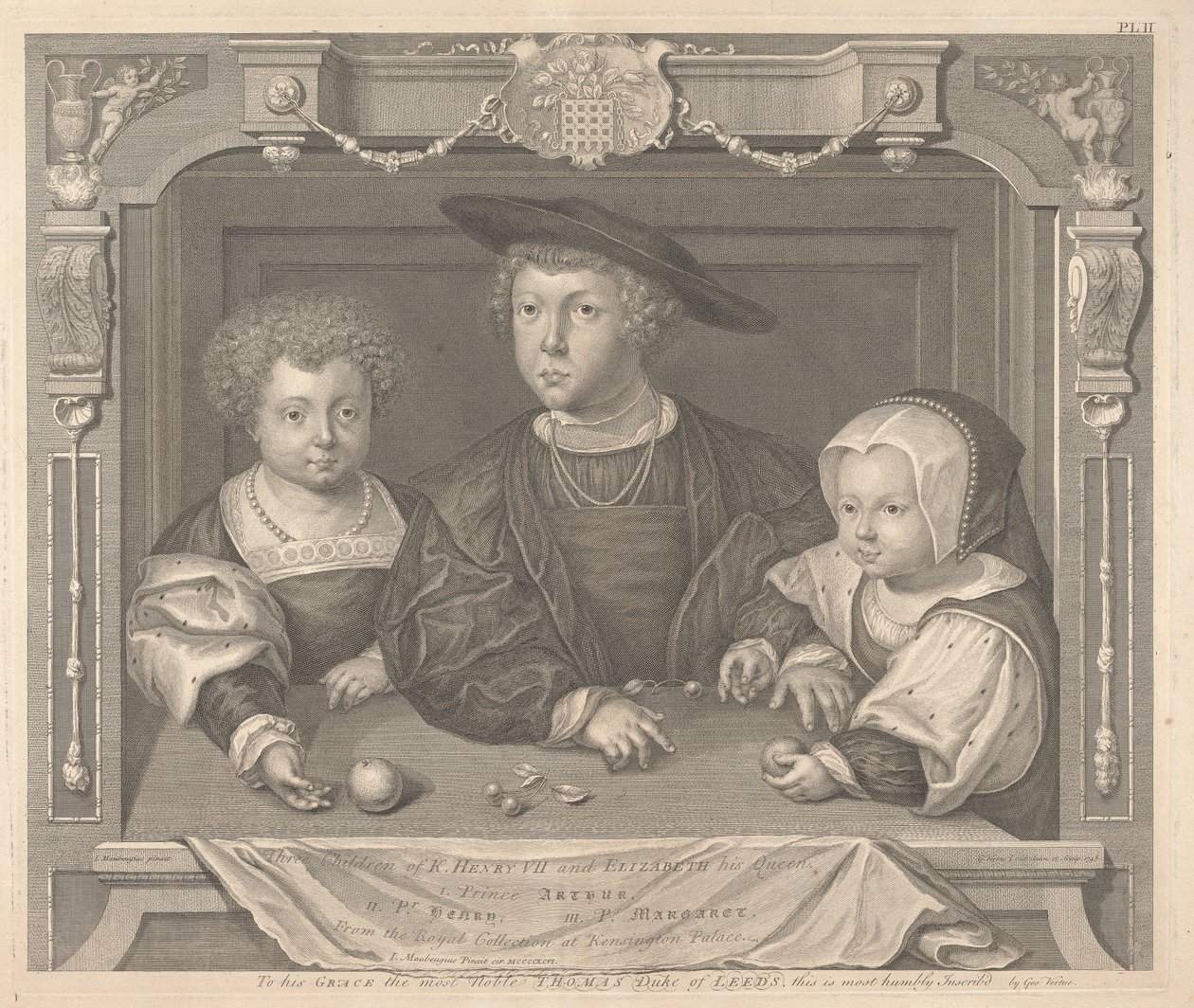 Tre figli di Enrico VII e della sua regina Elisabetta, il principe Arturo, il principe Enrico e la principessa Margherita da George Vertue