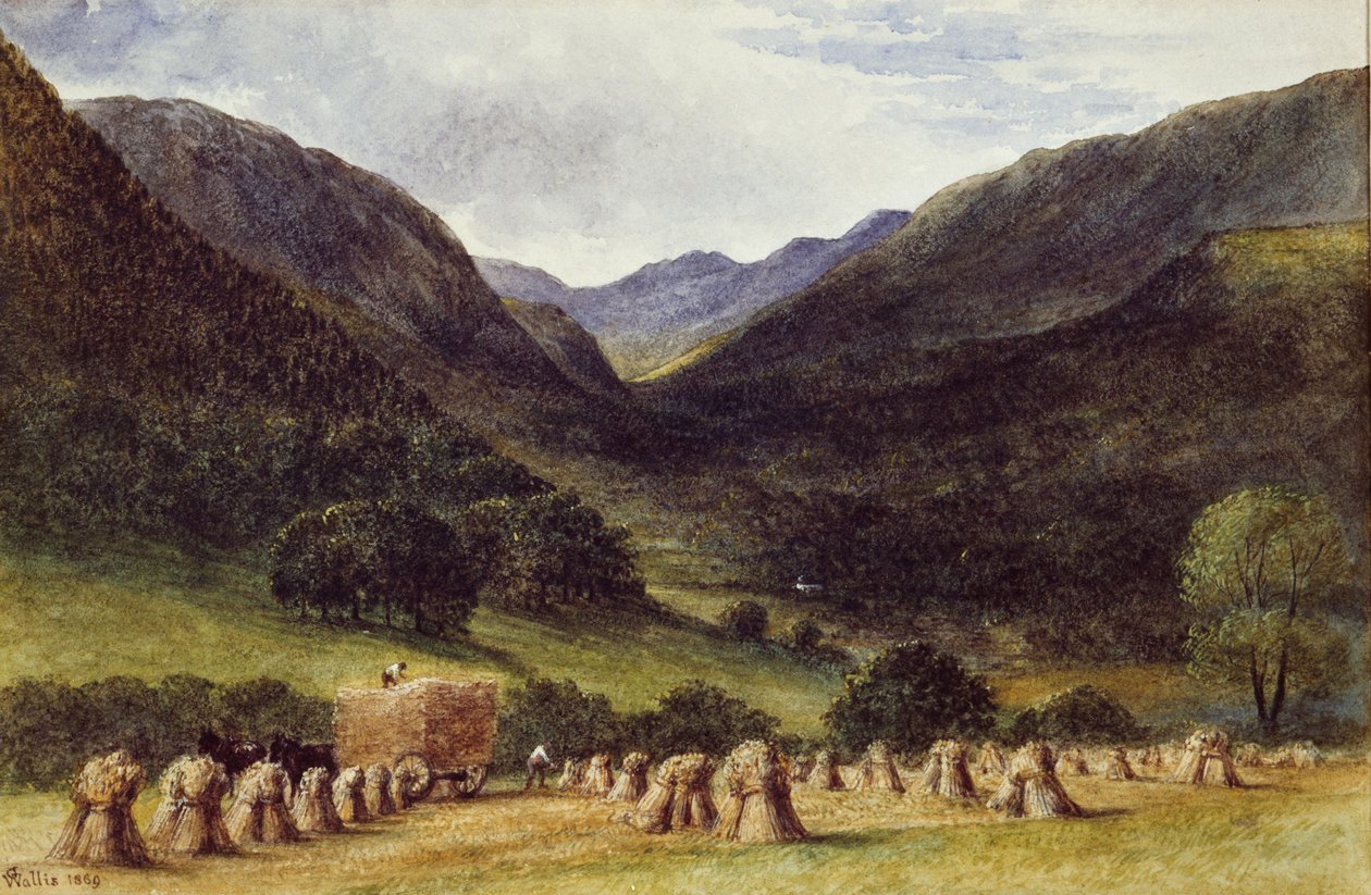 Tempo di raccolta, Llyn Crafnant, Galles del Nord, 1869 da George Augustus Wallis