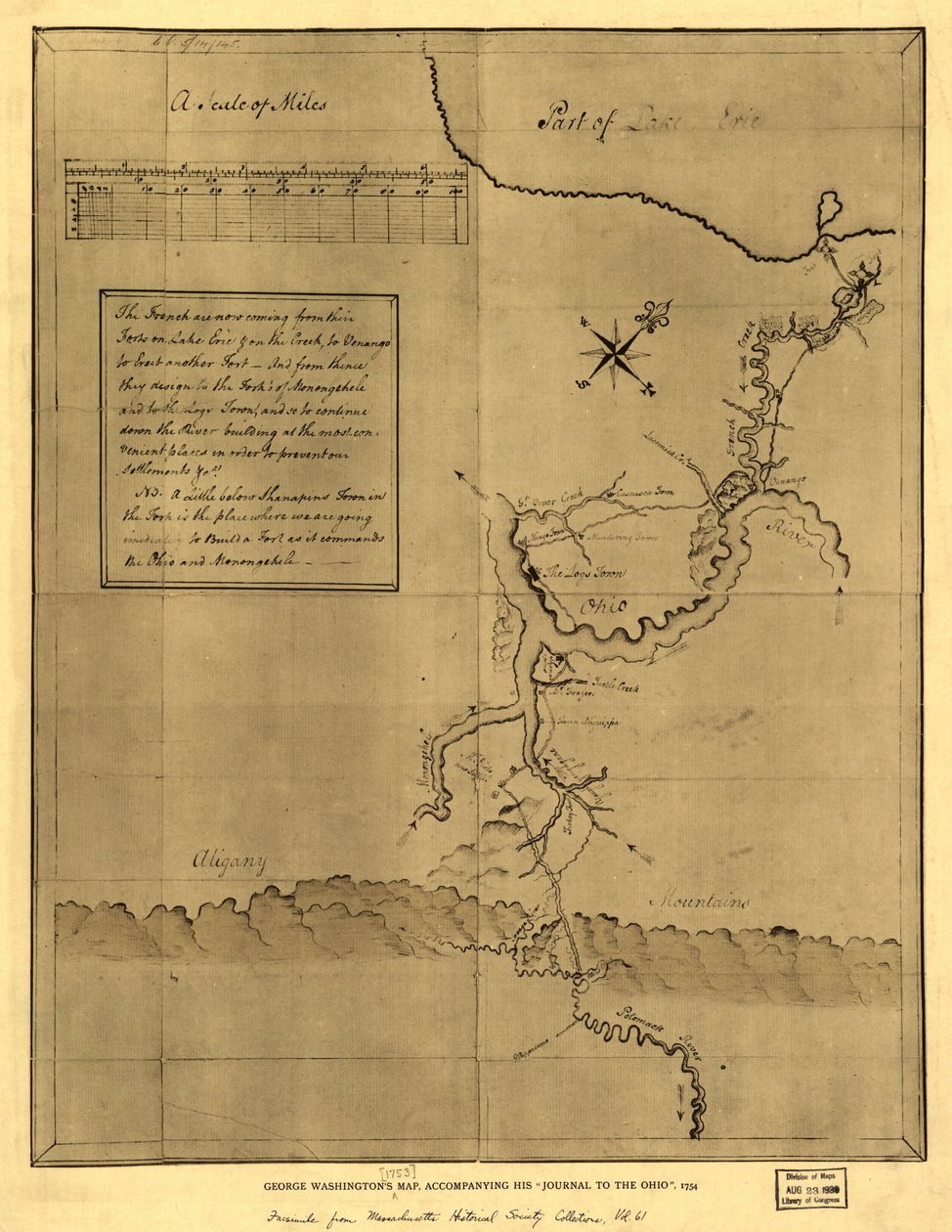 Mappa di George Washington che accompagna il suo "diario nell