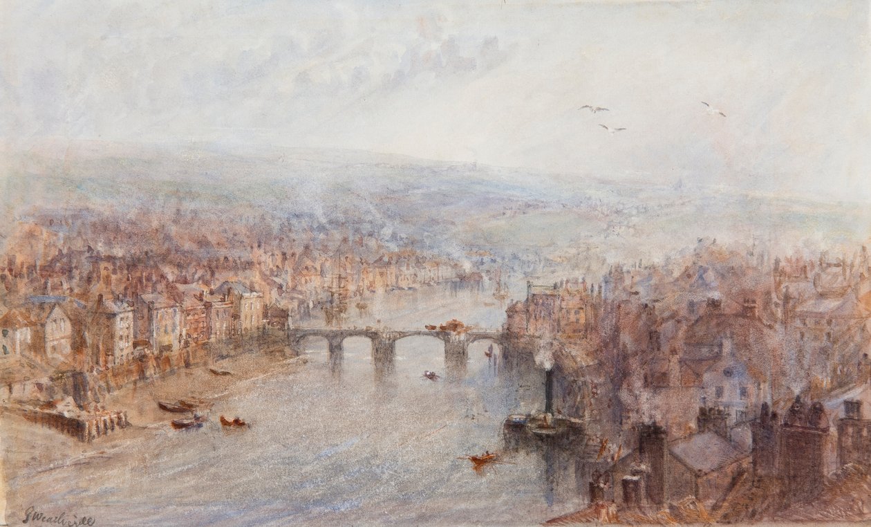 Whitby e il fiume Esk, in un giorno grigio da George Weatherill