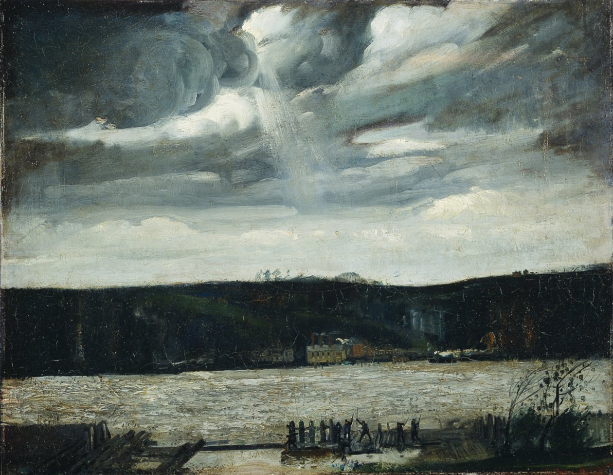 Una giornata nuvolosa (fiume Hudson: burrasca in arrivo) da George Wesley Bellows