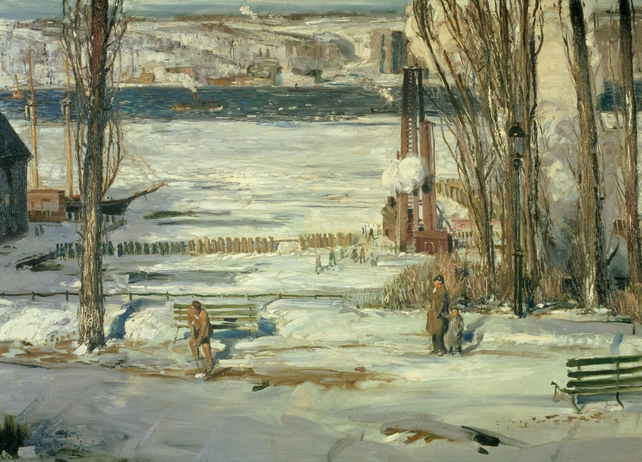 Una mattina di neve - Hudson River, 1910 da George Wesley Bellows