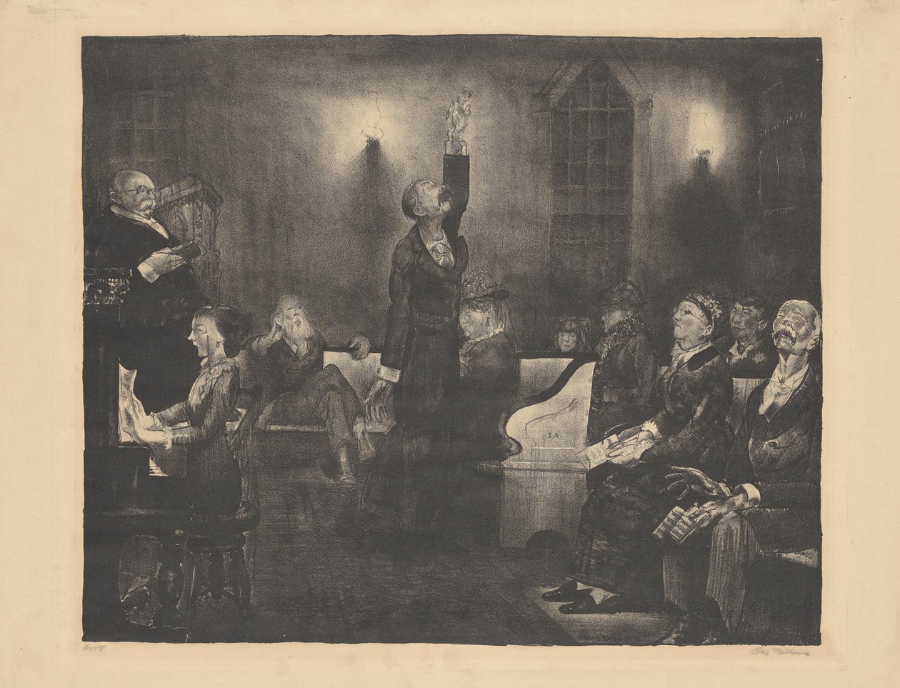 Riunione di preghiera, seconda pietra, 1916 da George Wesley Bellows