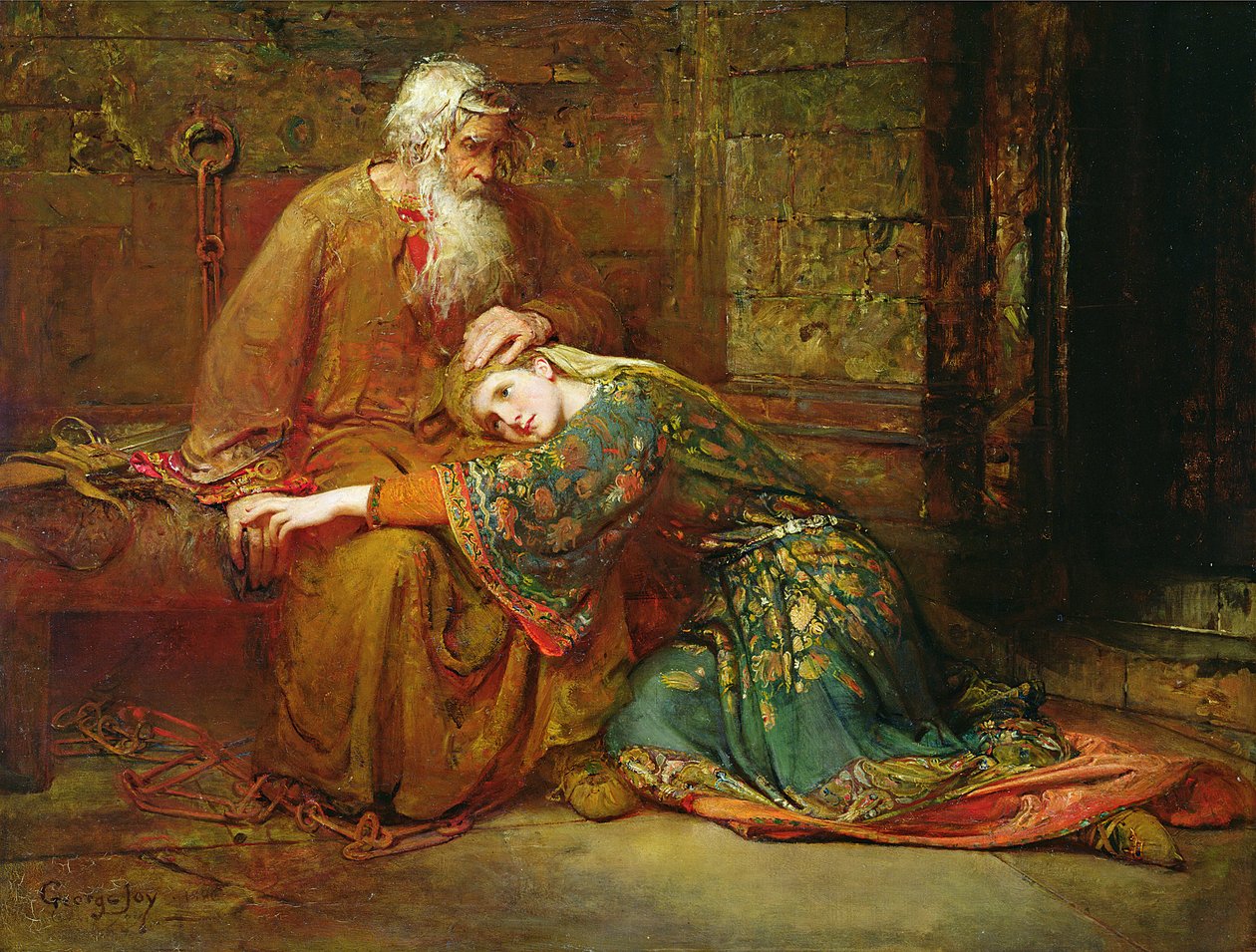 Cordelia conforta suo padre, Re Lear, in prigione da George William Joy