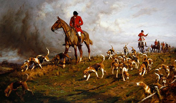 Cacciatori e cani che vanno a caccia da George Wright