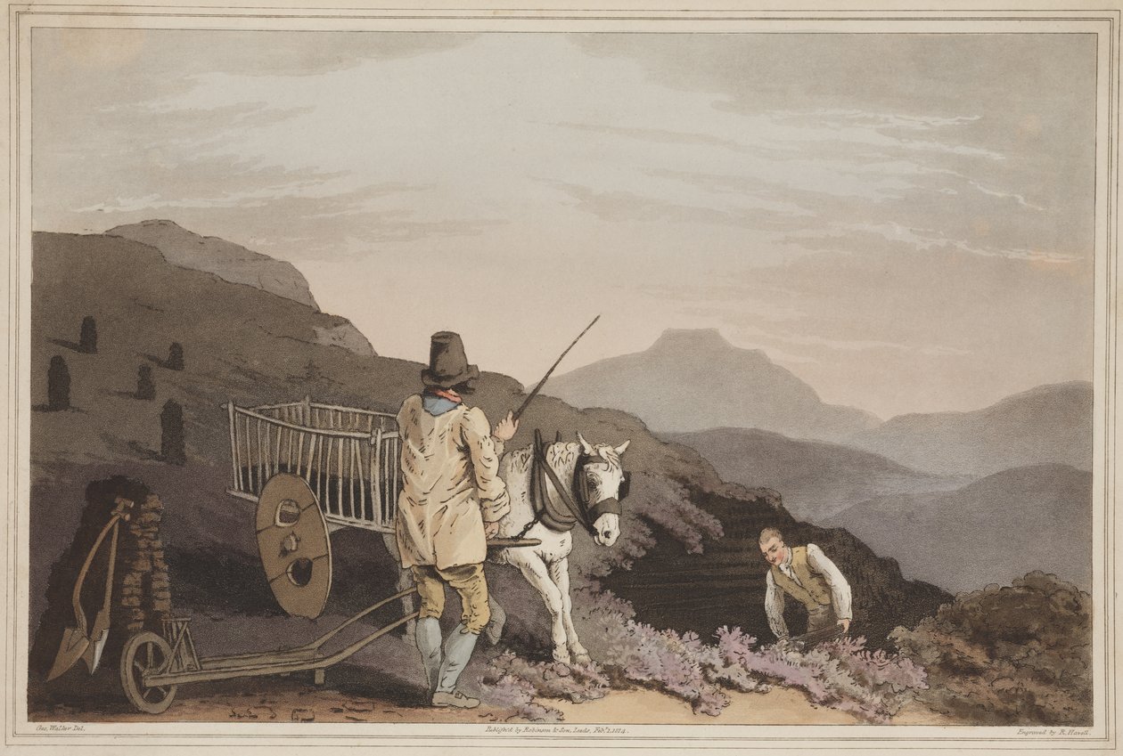 Il carro della torba, da The Costume of Yorkshire, inciso da Robert Havell da George after Walker