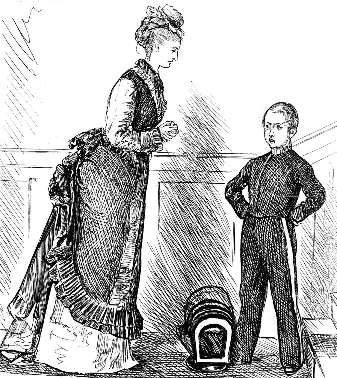 Una madre che disciplina il suo bambino monello da George du Maurier