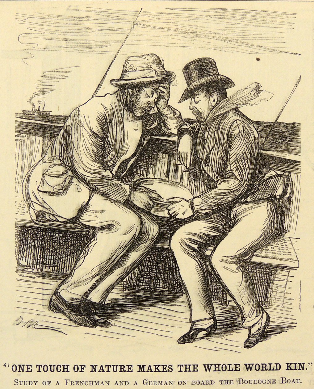 Passeggeri della barca che soffrono di mal di mare. Vignetta di George du Maurier da 