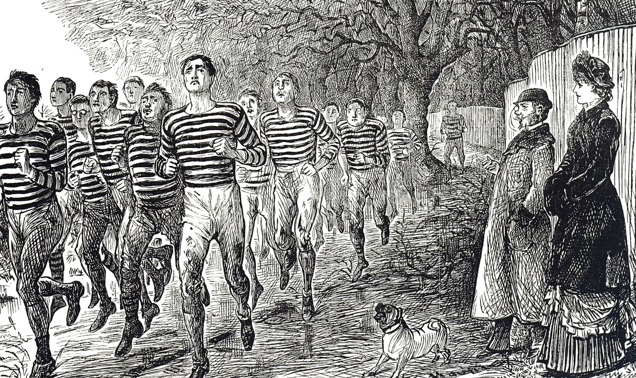 Cartone che raffigura una sessione di salute e fitness da George du Maurier