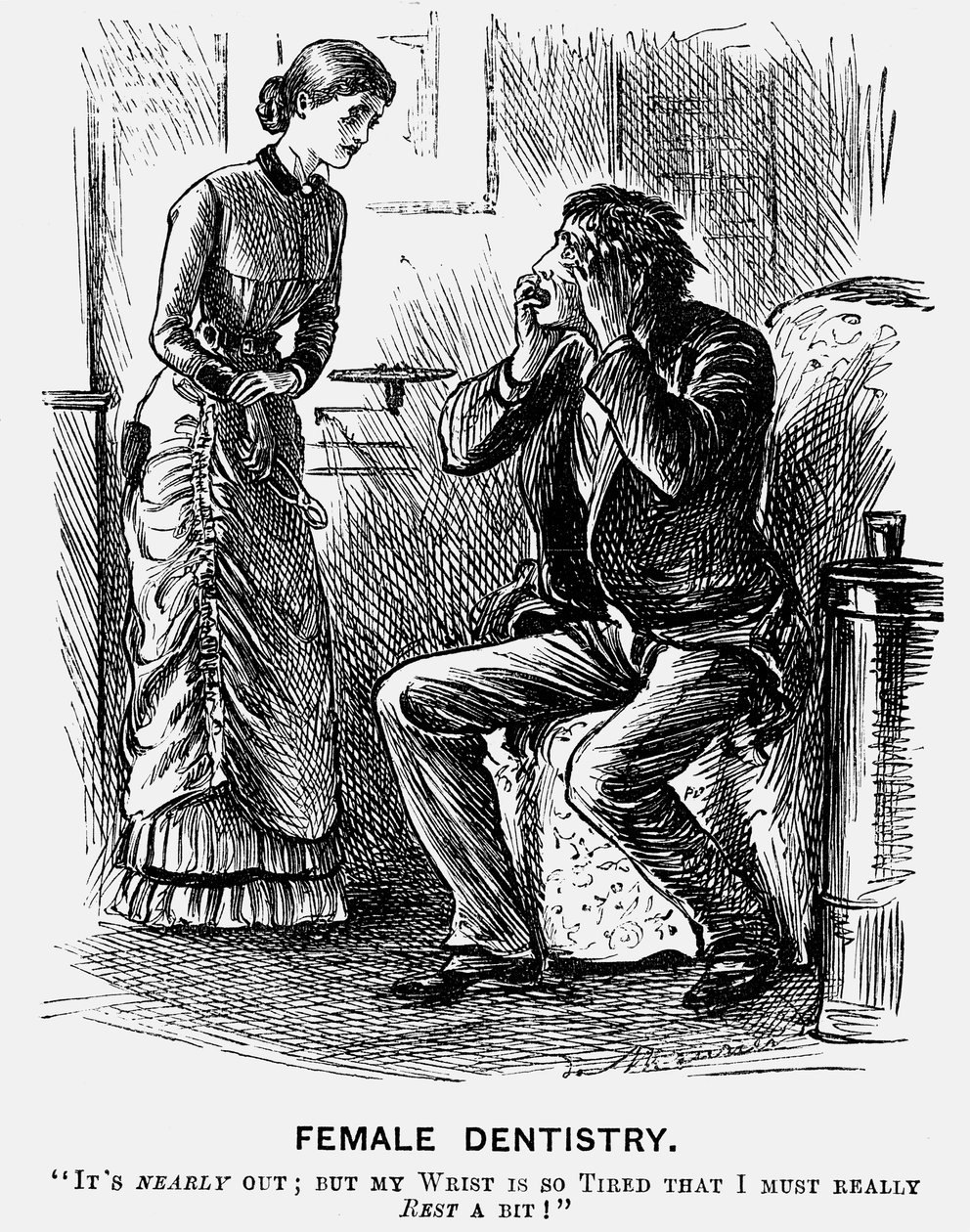 Odontoiatria femminile, 1879 da George du Maurier