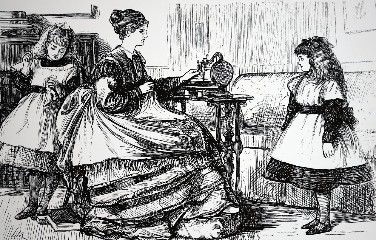 Macchina da cucire in una casa borghese da George du Maurier