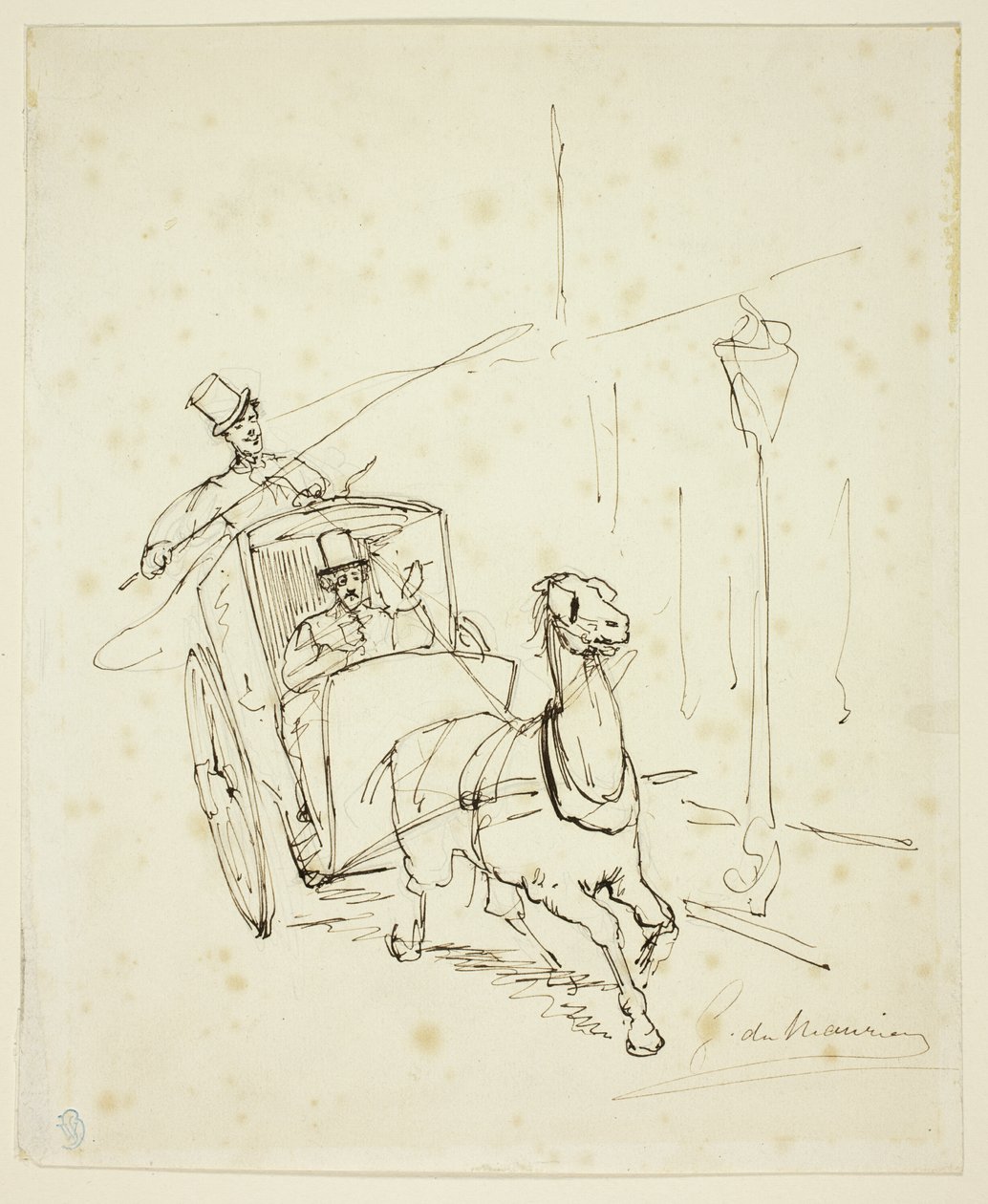 Whistler in una cabina Hansom da George du Maurier