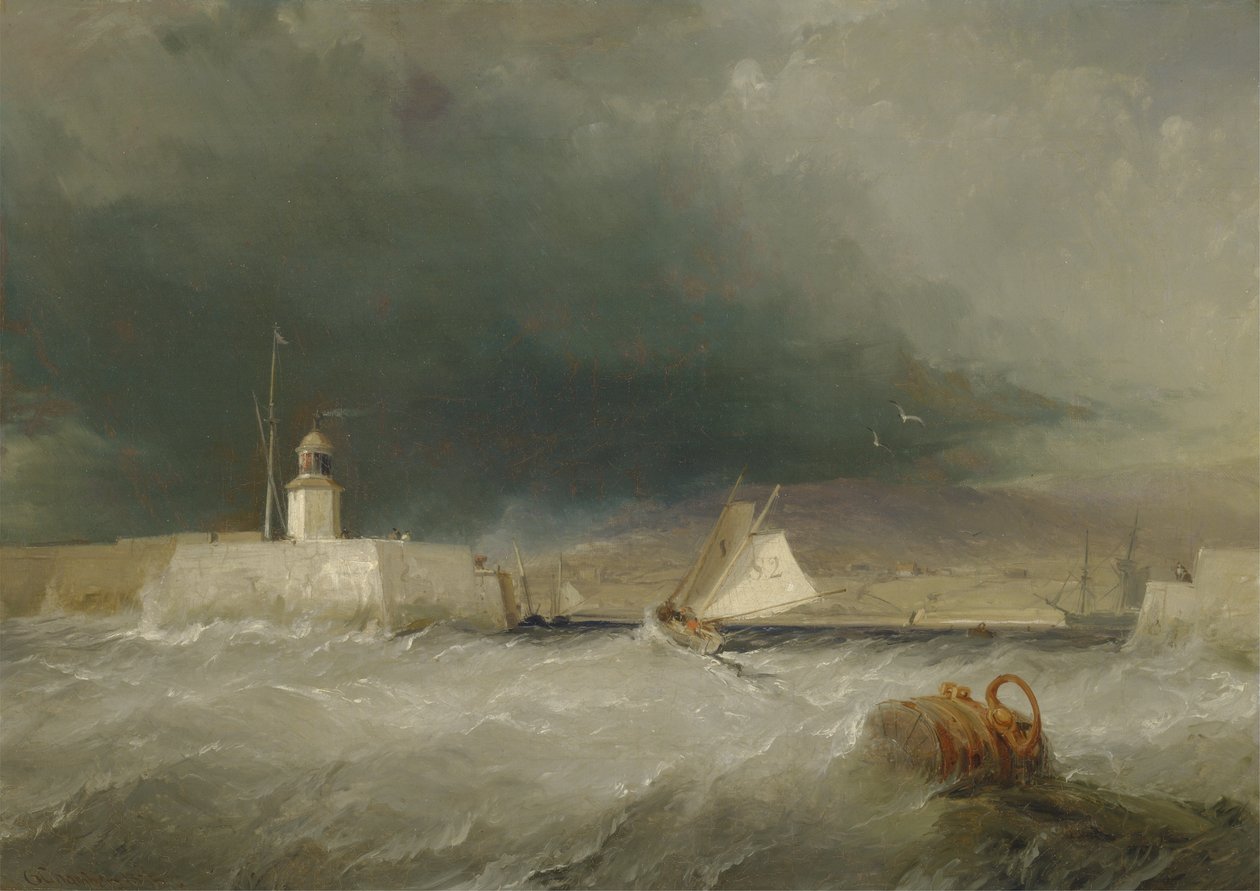 Porto in un giorno tempestoso da George the Elder Chambers