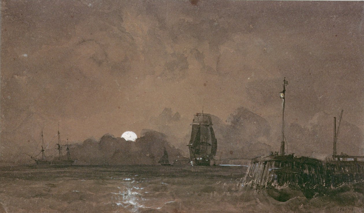 Porto di Sunderland: Chiaro di luna, XIX secolo da George the Elder Chambers