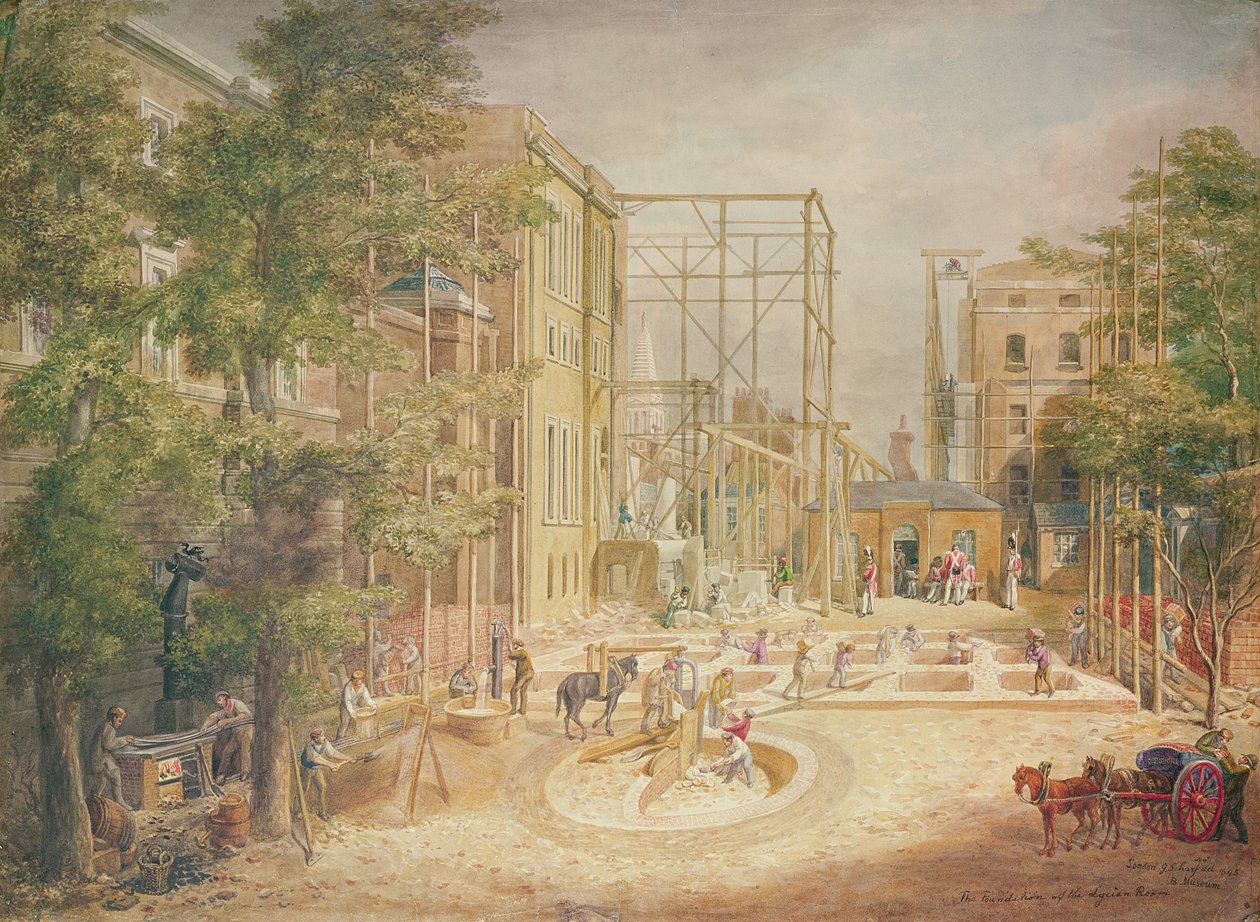 Posa delle fondamenta della stanza licia, British Museum, 1845 da George the Elder Scharf