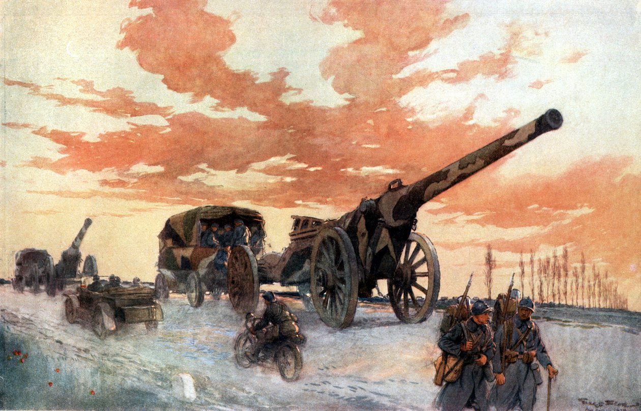Convoglio di artiglieria motorizzata, 1918 da Georges Bertin Scott