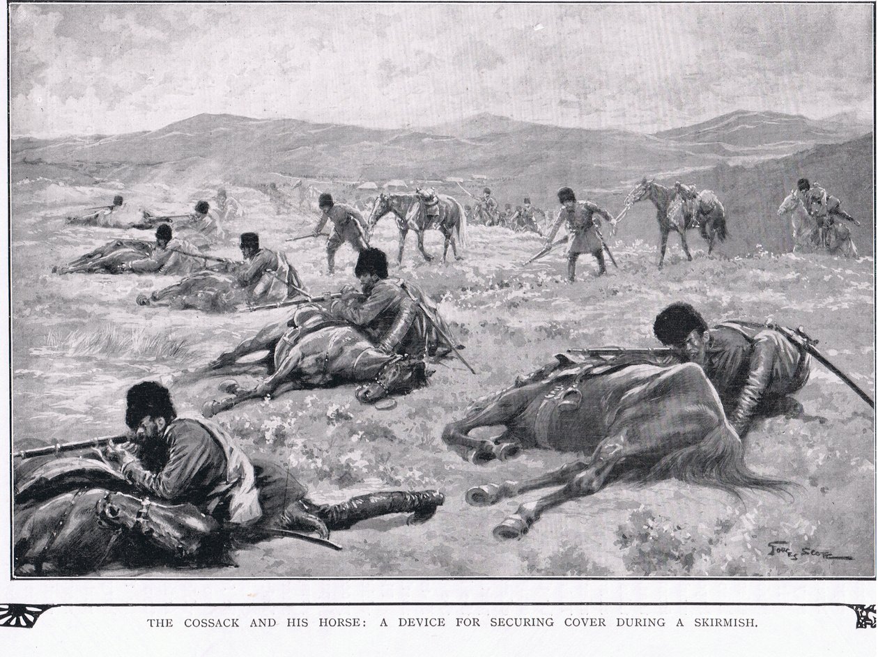 Il Cosacco e il suo Cavallo durante la Guerra Russo-Giapponese da Georges Bertin Scott