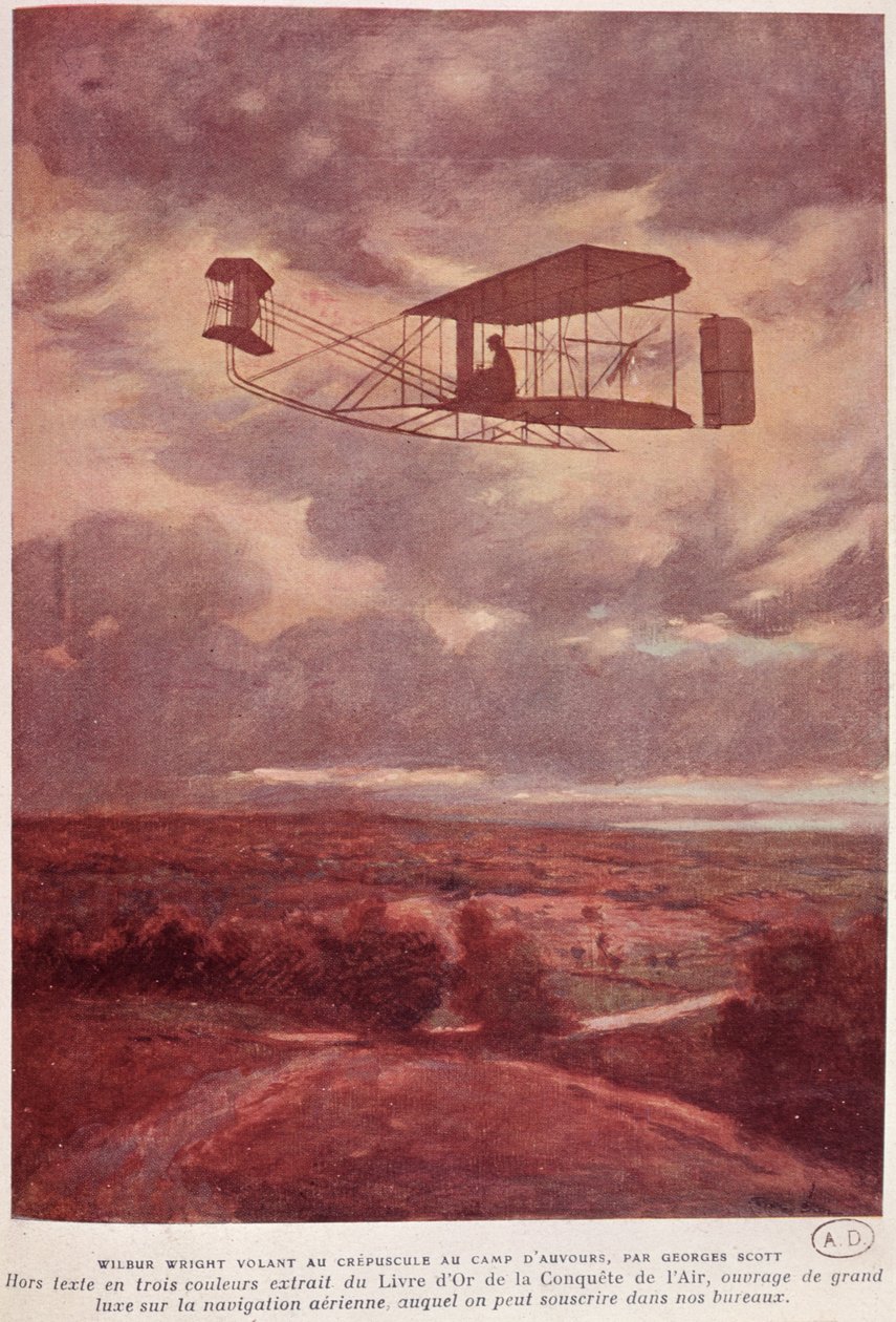 Wilbur Wright durante il suo volo notturno da record al Camp d