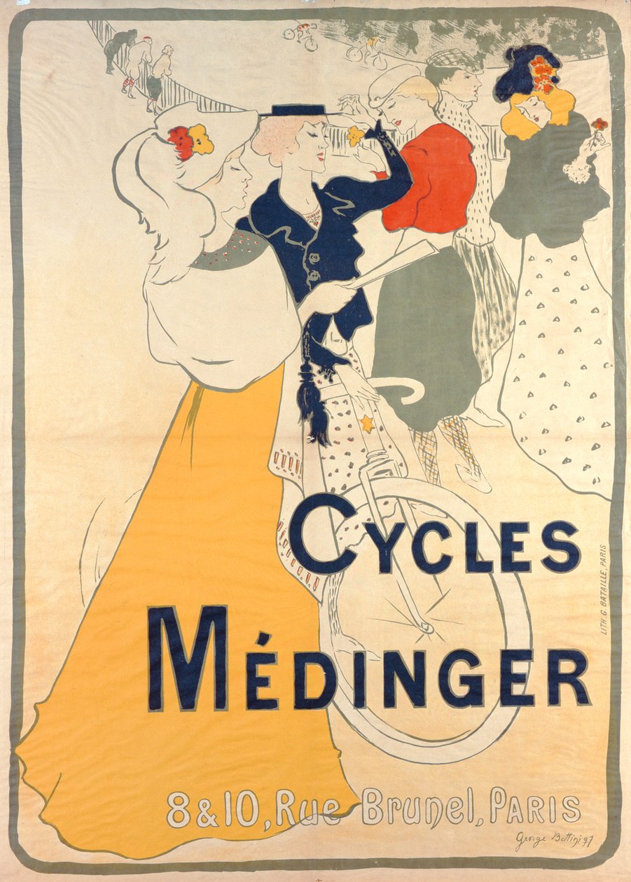 Poster pubblicitario per biciclette Medinger, 1897 da Georges Bottini