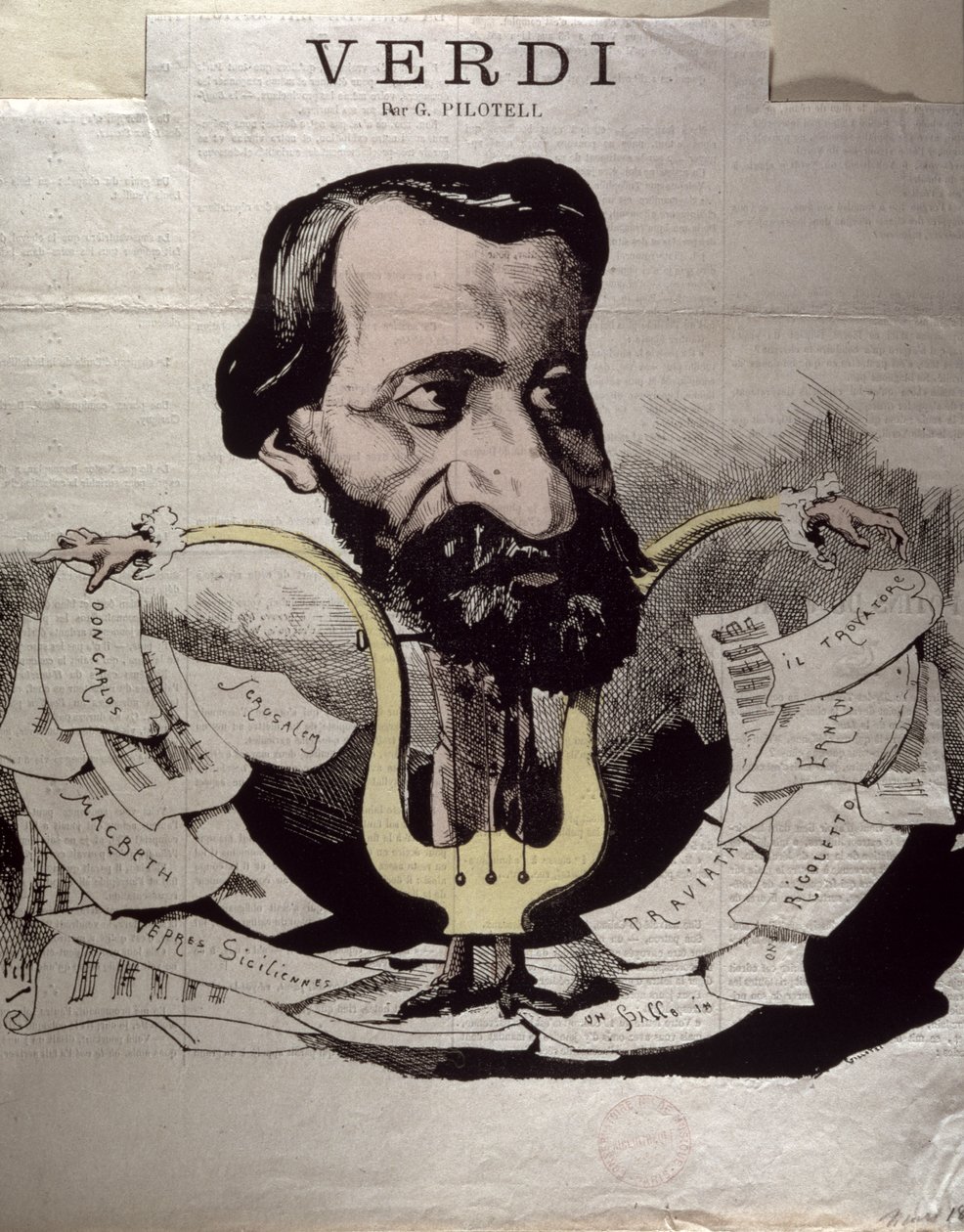 Giuseppe Verdi, caricatura, 1860 da Georges Labadie Pilotell