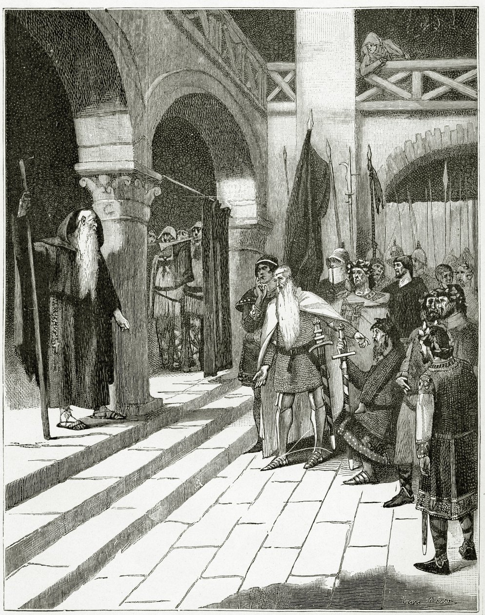Les Burgraves (incisione in bianco e nero) da Georges Marie Rochegrosse