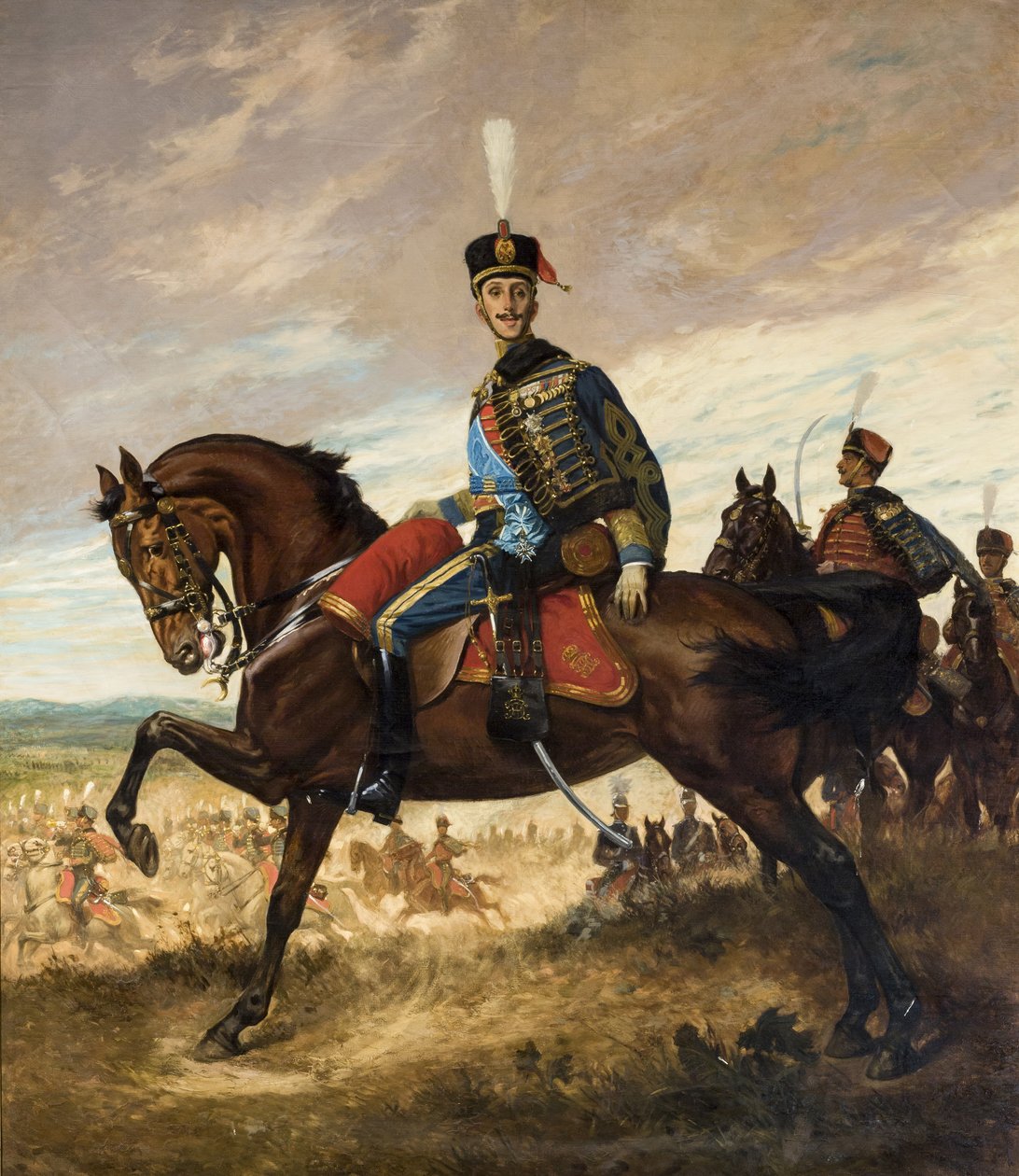 Ritratto di Alfonso XIII in uniforme da ussaro da Georges Scott