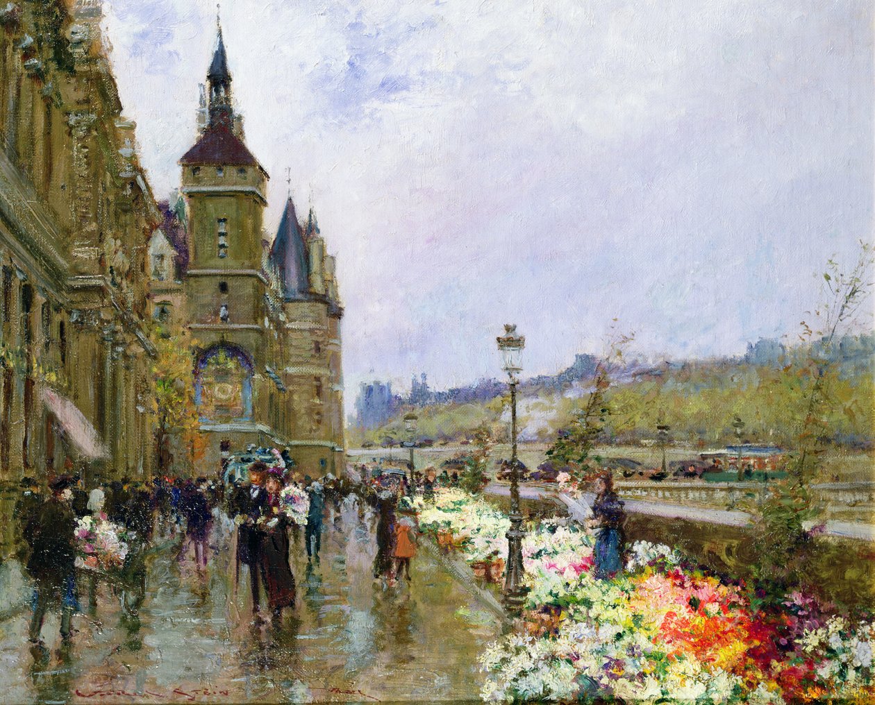 Venditori di fiori sulla Senna da Georges Stein