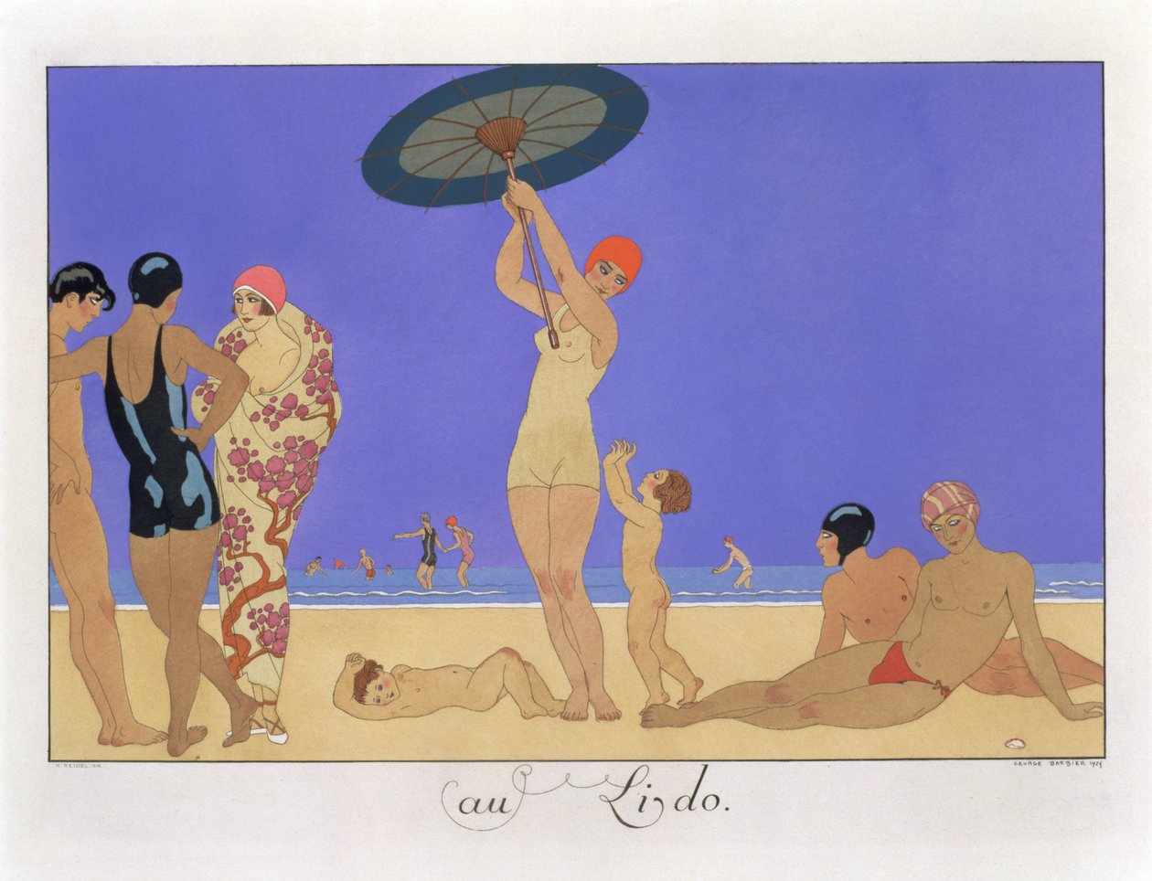 Al Lido, inciso da Henri Reidel da Georges (after) Barbier