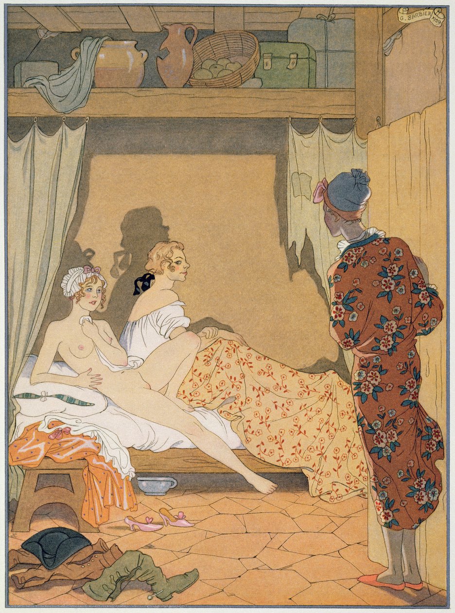 Scena in camera da letto, illustrazione da 