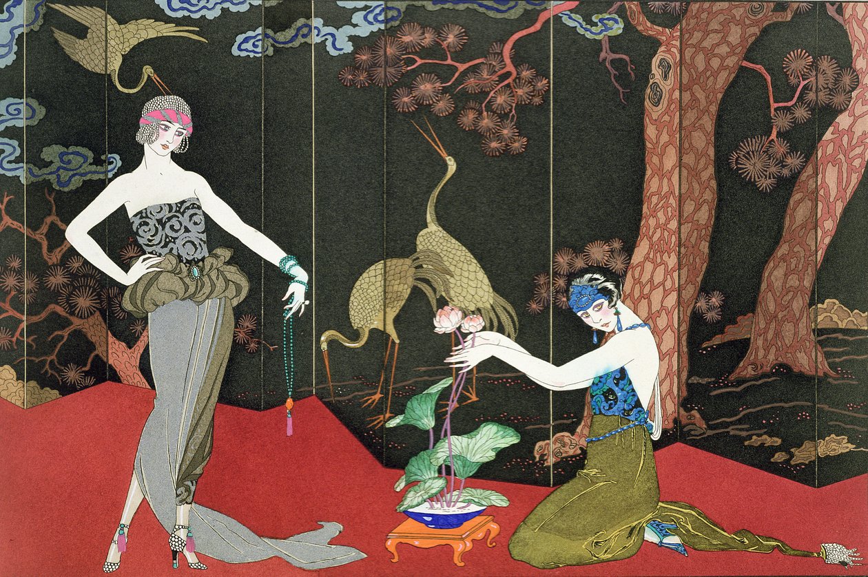 La Moda del Lacca, inciso da Henri Reidel da Georges (after) Barbier
