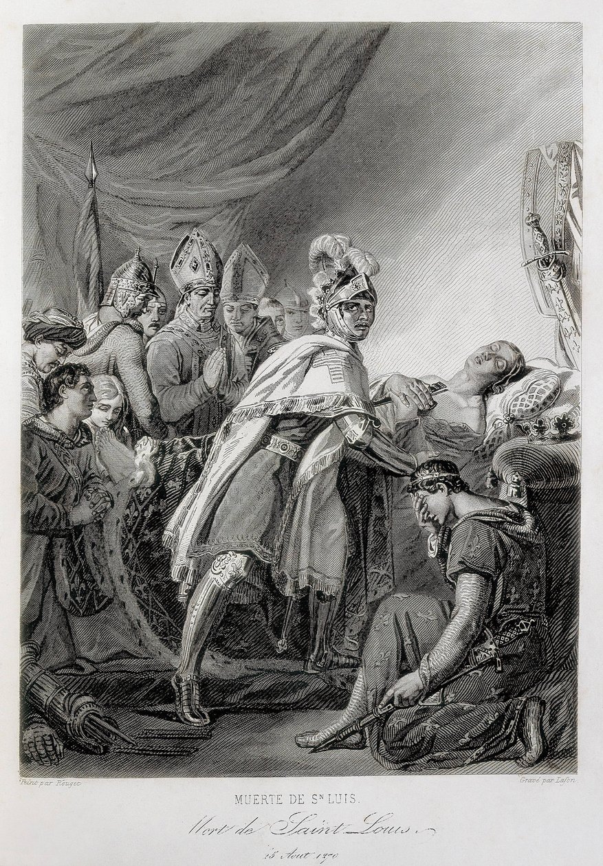 LUIGI IX, San Luigi, di Francia (incisione) da Georges (after) Rouget
