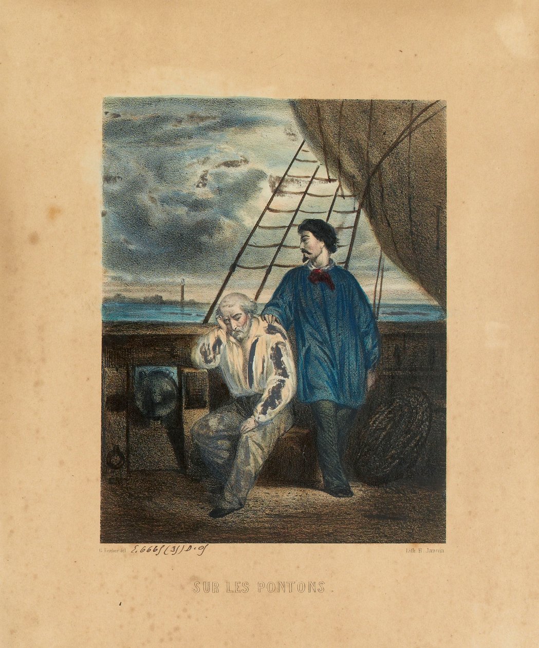 Sul pontone, inciso da H. Jannin, 1848 da Georges Alexandre after Fischer