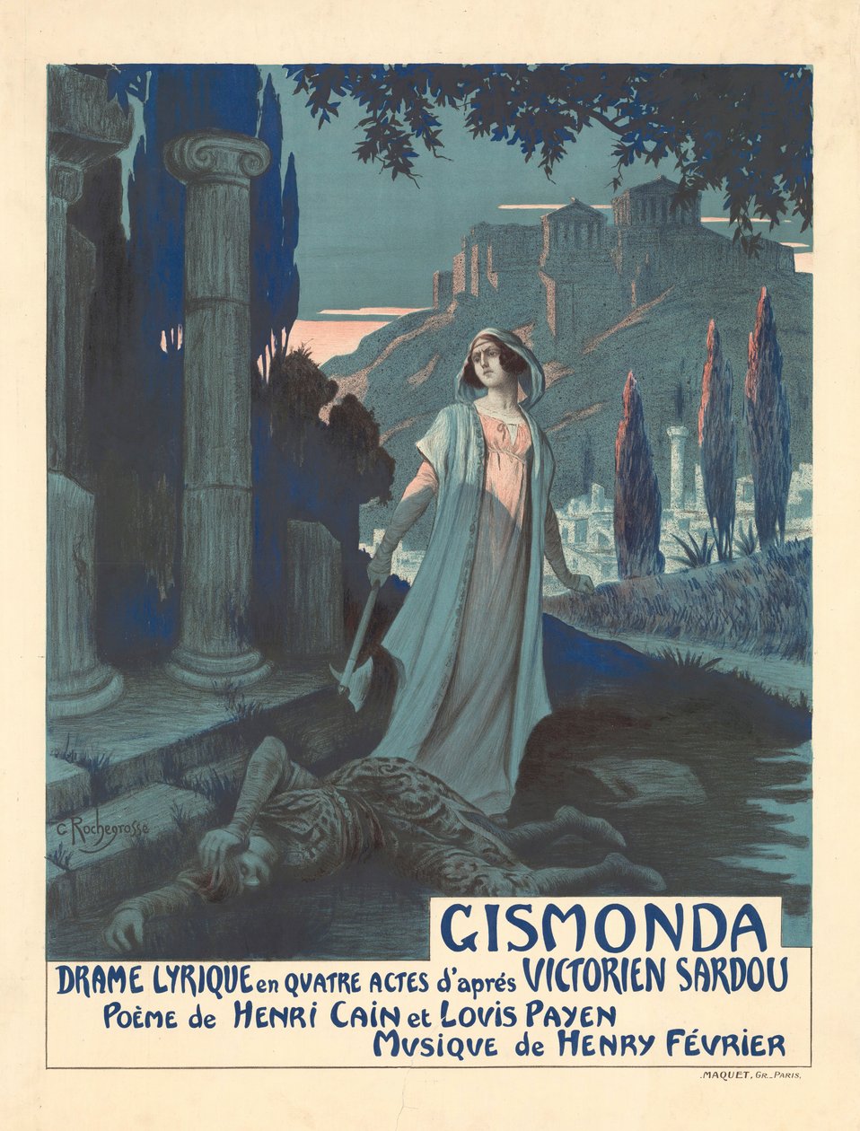Poster per la commedia teatrale Gismonda di V. Sardou, 1919 da Georges Antoine Rochegrosse