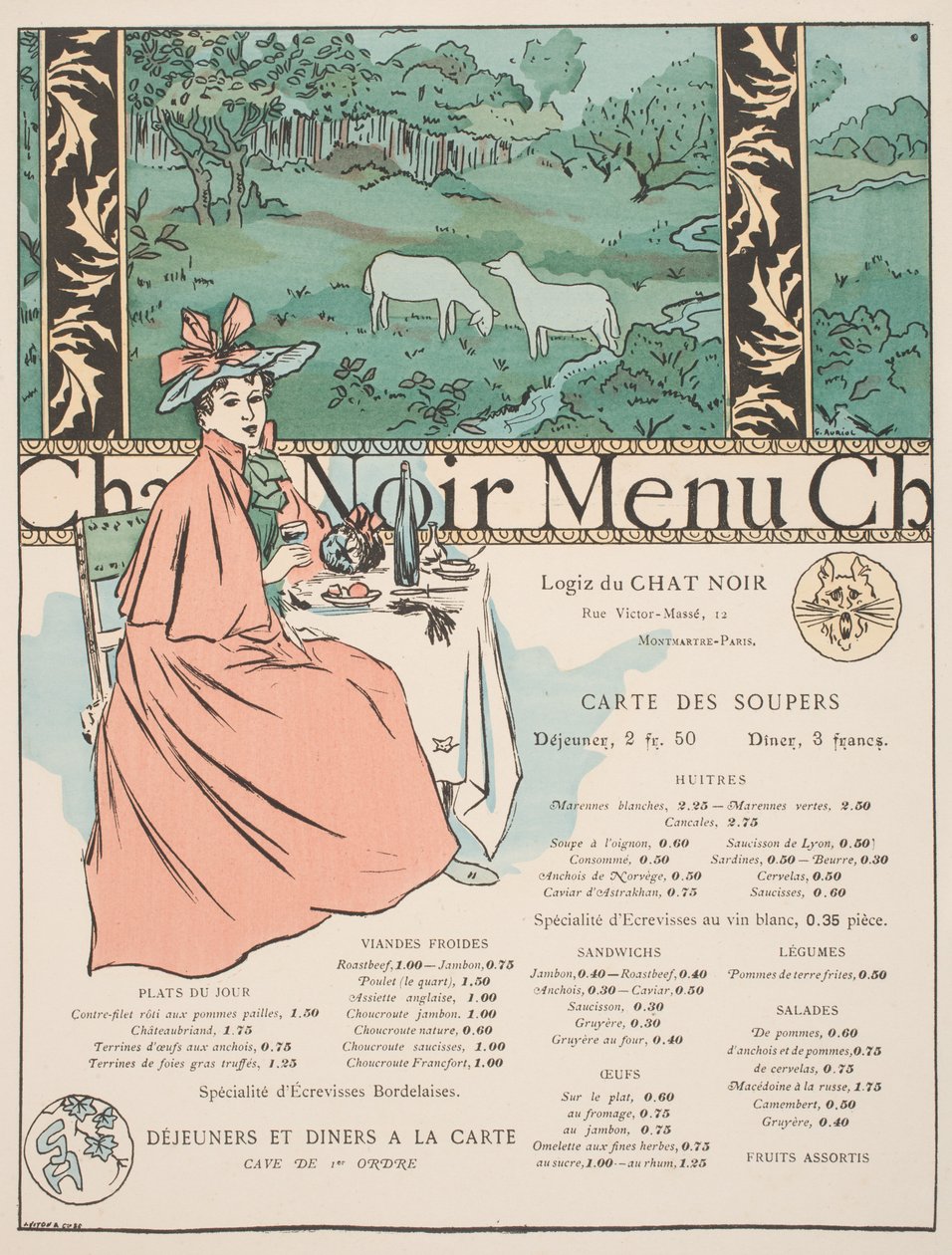 Menu del Chat Noir da Georges Auriol