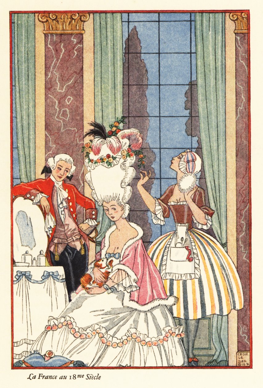 Una nobildonna alla sua toilette nella Francia del XVIII secolo. 1928 da Georges Barbier