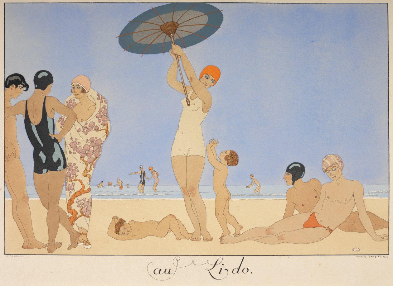 Au lido. Persone su una spiaggia da Georges Barbier