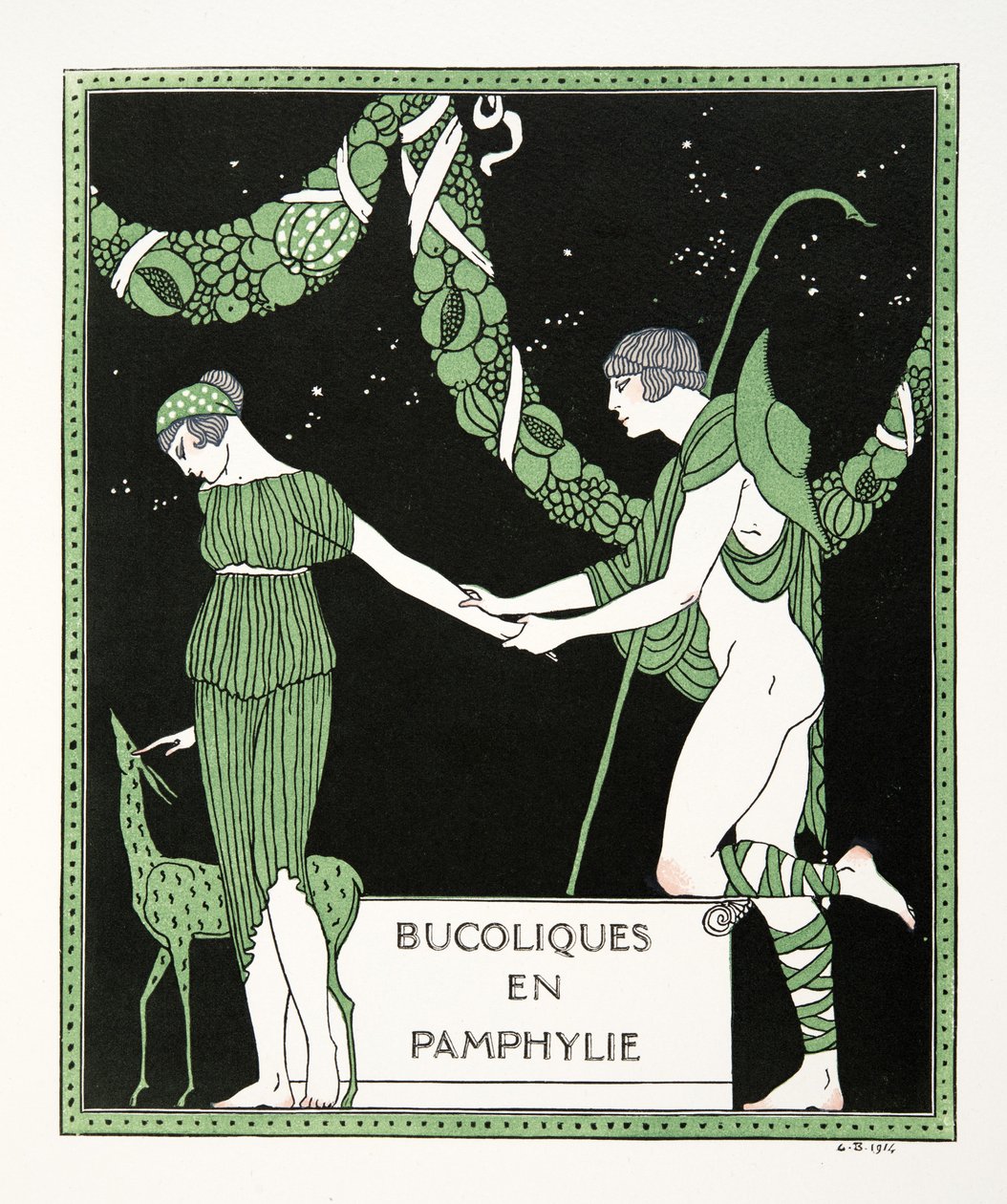 Bucoliche in Panfilia, illustrazione da Les Chansons de Bilitis, di Pierre Louys, pub. 1922 da Georges Barbier