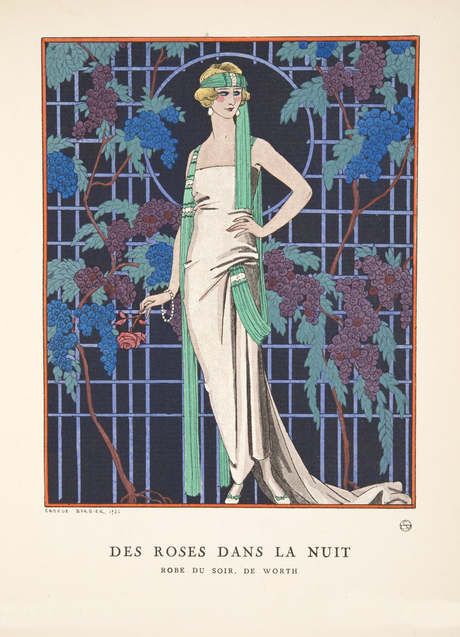 Rose nella notte, da una collezione di tavole di moda da Georges Barbier