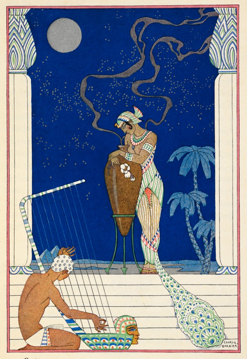 Egitto. Un personaggio egiziano e un musicista. da Georges Barbier
