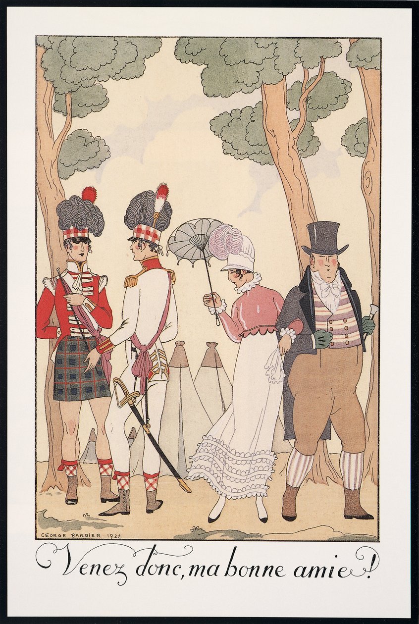 Falbalas et Fanfreluches, Almanacco per il 1923, Venez donc, Ma bonne amie, di George Barbier, stampa da Georges Barbier