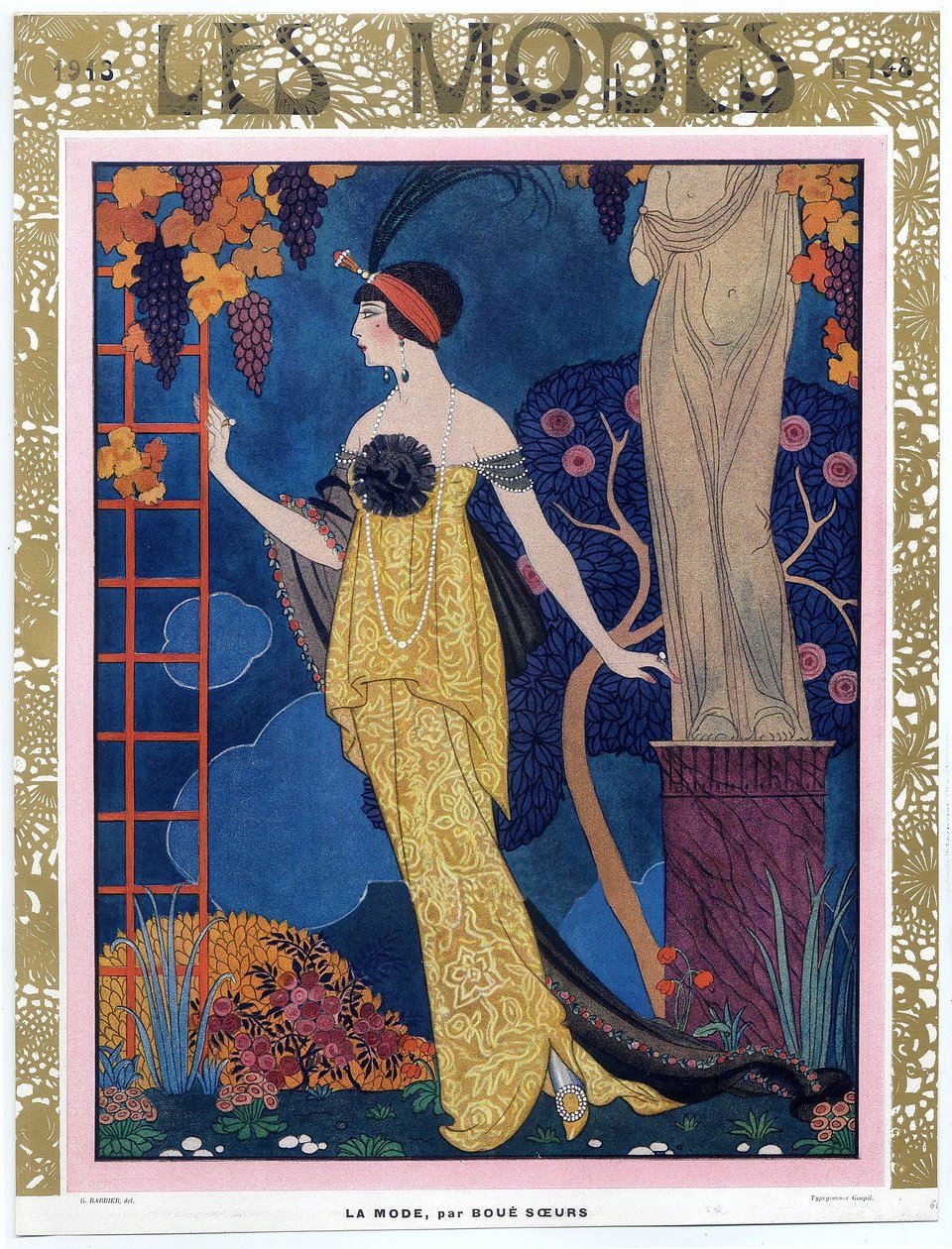 Copertina di Les Modes; 1913; pub. 1913 (incisione colorata) da Georges Barbier