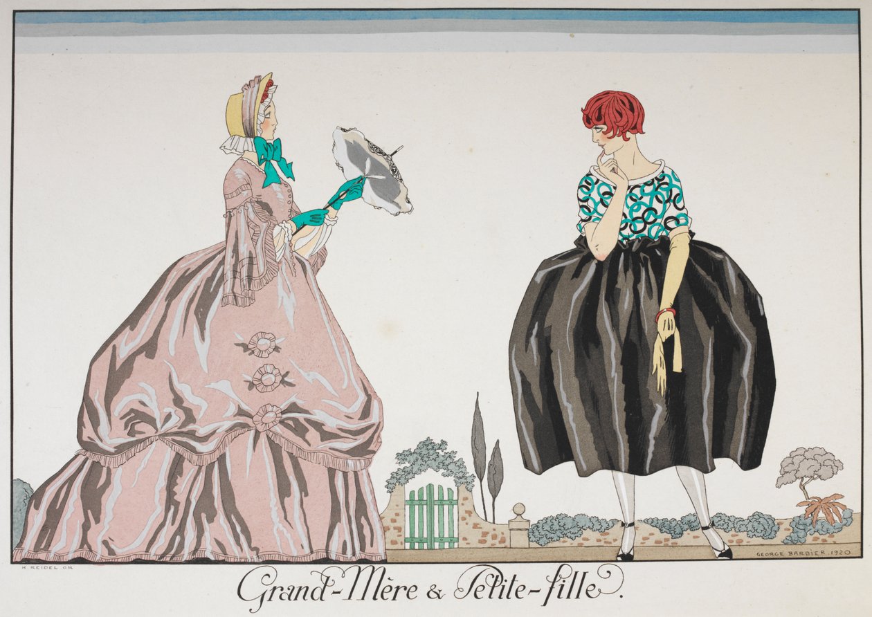 Nonna e nipote. Una donna anziana e una ragazza giovane da Georges Barbier