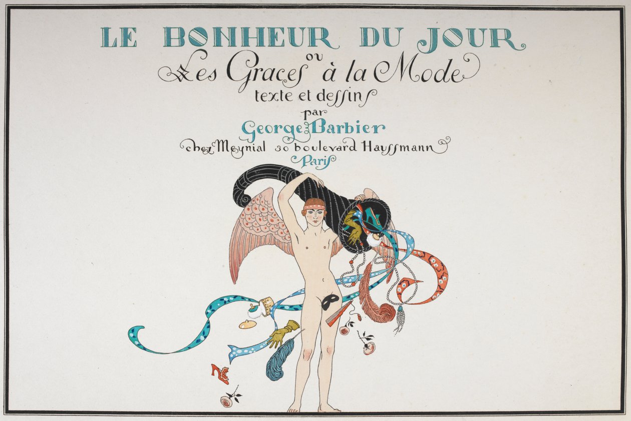 Pagina del titolo illustrata. Figura maschile nuda. da Georges Barbier