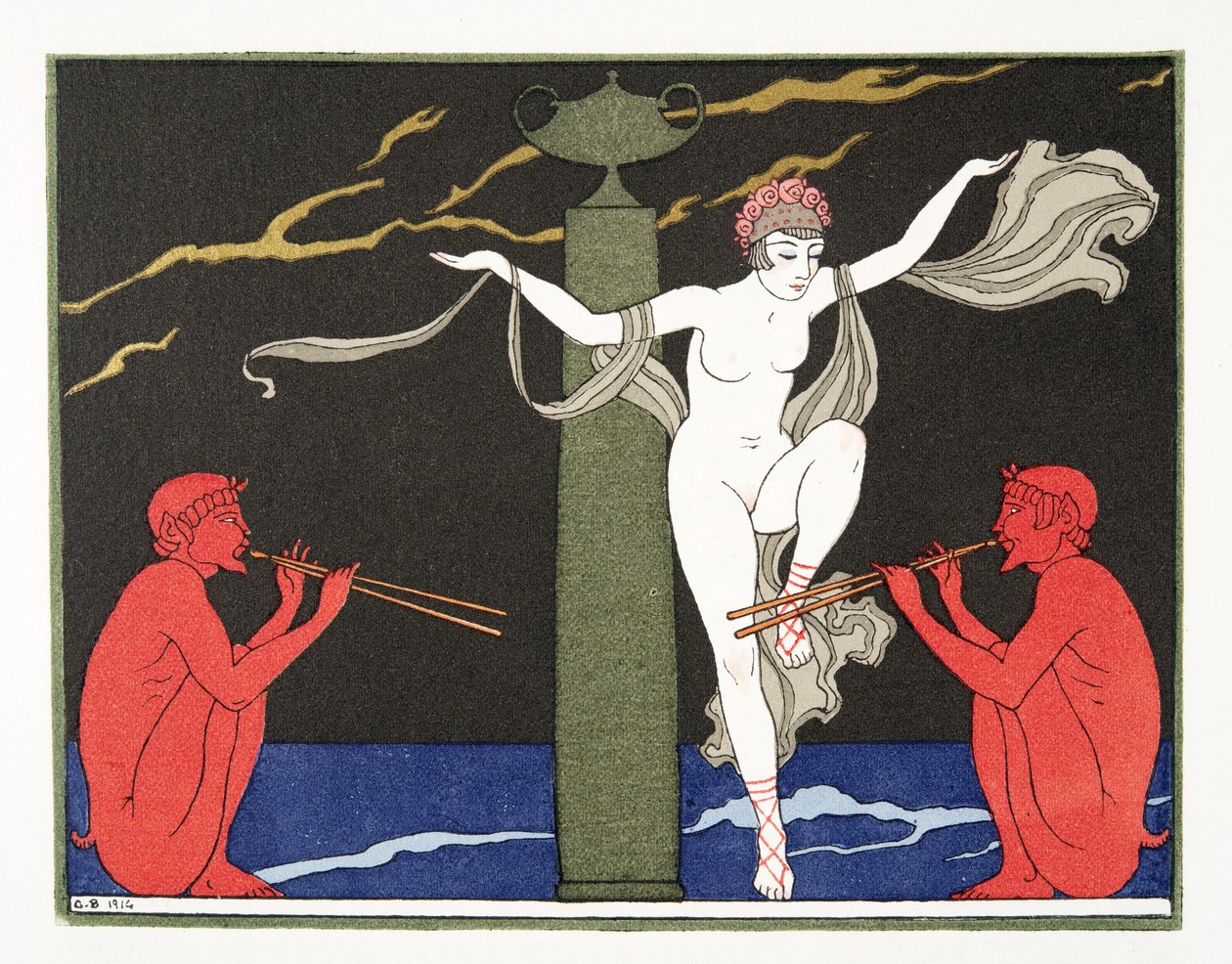 Illustrazione da Les Chansons de Bilitis, di Pierre Louys, pub. 1922 da Georges Barbier