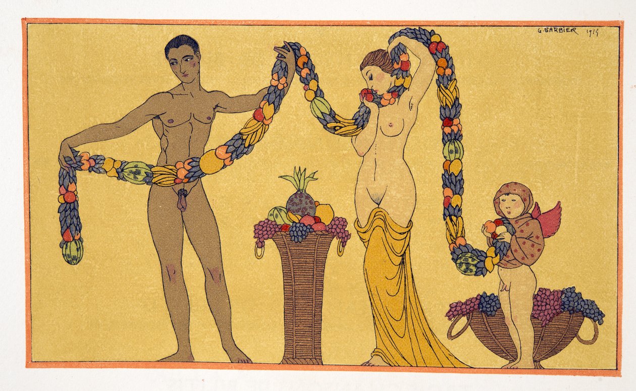 Illustrazione da Les Chansons de Bilitis, di Pierre Louys, pub. 1922 da Georges Barbier
