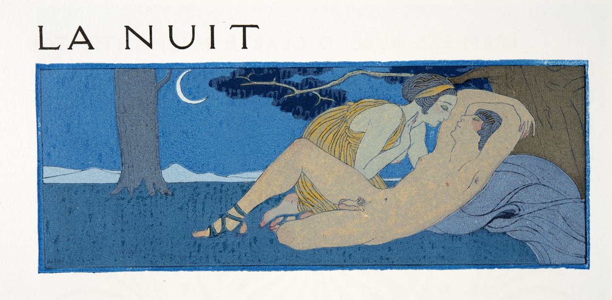La Nuit, illustrazione da Les Chansons de Bilitis, di Pierre Louys, pub. 1922 da Georges Barbier