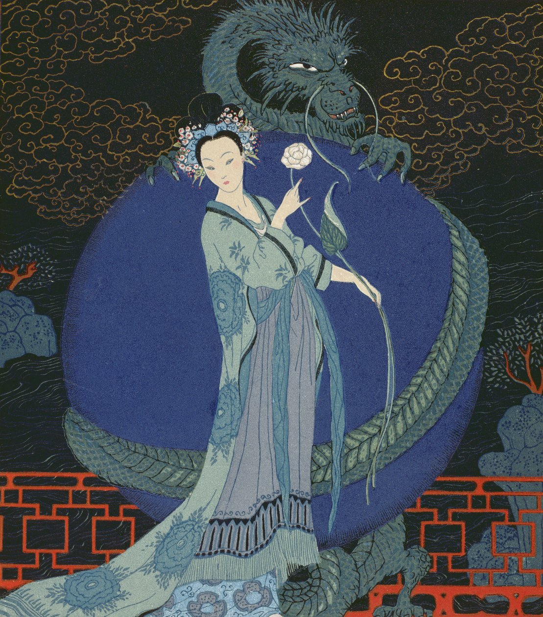 Signora con un drago da Georges Barbier