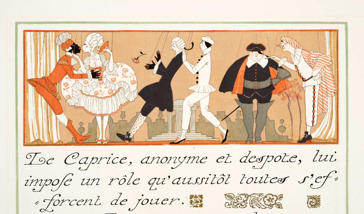 Le Caprice, da Personages de Comedie, pub. 1922 da Georges Barbier