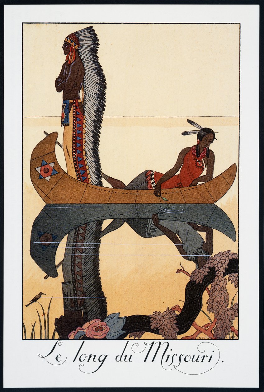 Le long du Missouri, litografia di George Barbier (1882-1932), da Falbalas et Fanfreluches, Almanach des Modes Presentes, Passees et Futures, Francia, 20° secolo da Georges Barbier